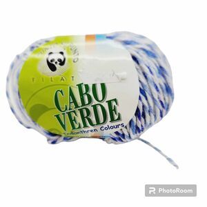 Filati Cabo Verde Blue White Striped Yarn #144 Cotton Acrylic 1 Skein